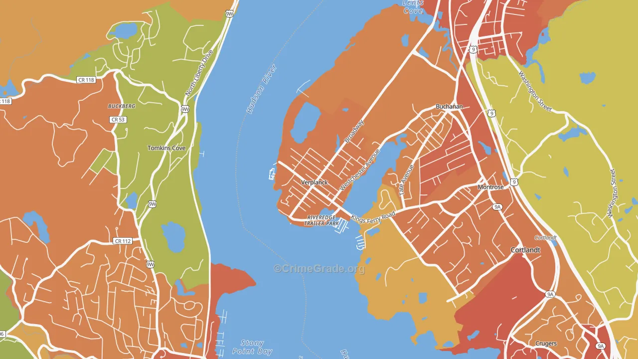 Verplanck, NY Map of Robbery Rates