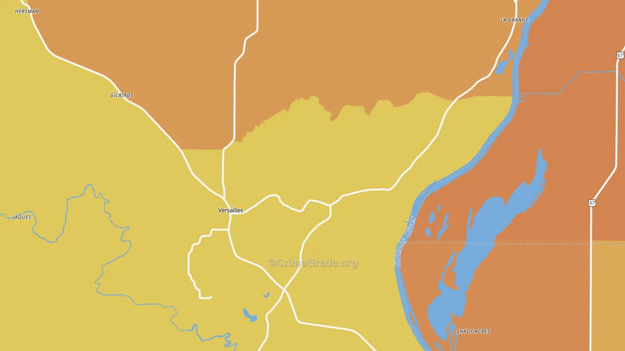 Versailles, IL Map of Robbery Rates
