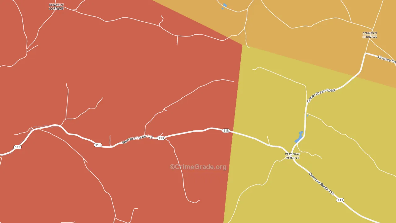 Vershire Heights, VT Map of Robbery Rates