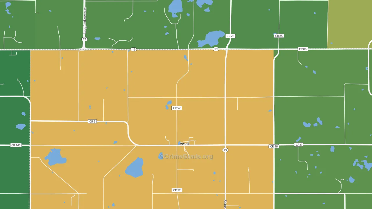 Veseli, MN Map of Robbery Rates