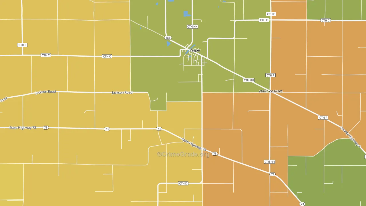 Vesper, WI Map of Robbery Rates
