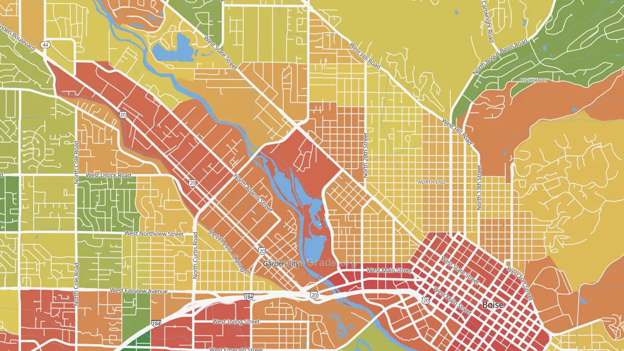Veterans Park, Boise, ID Map of Robbery Rates
