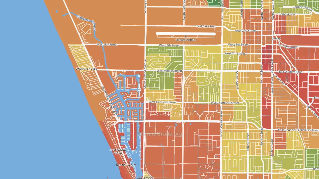 Via Marina, Oxnard, CA Map of Robbery Rates