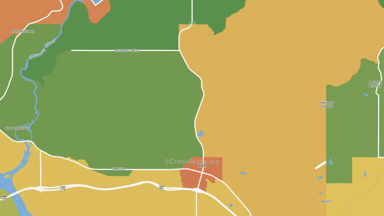 Vian, OK Map of Robbery Rates