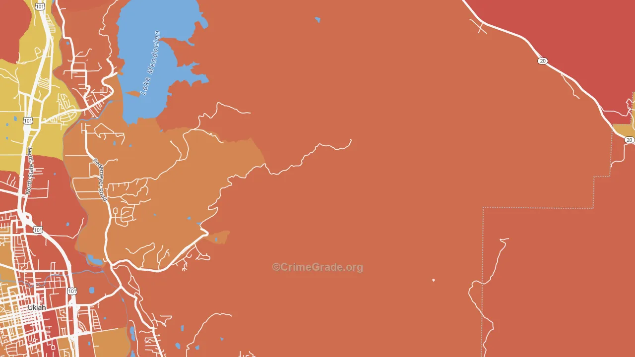 Vichy Springs, CA Map of Robbery Rates