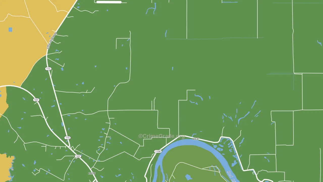 Vick, LA Map of Robbery Rates