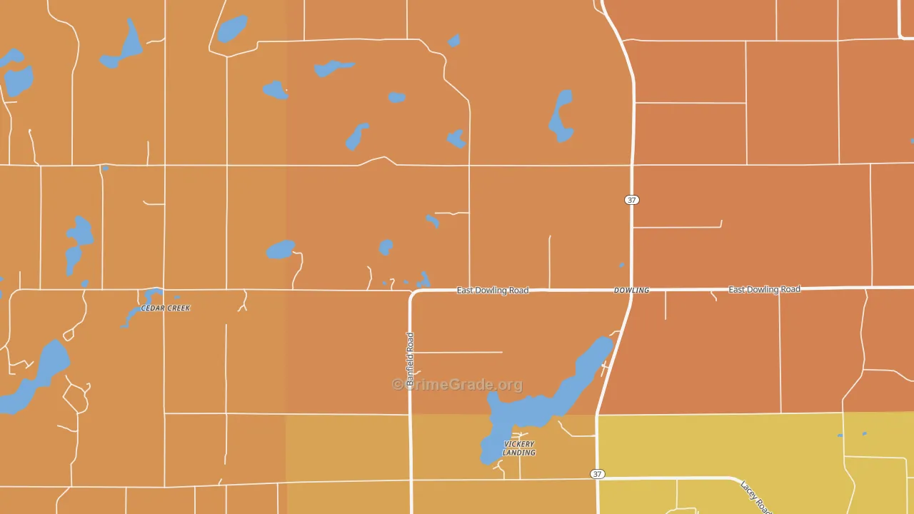 Vickery Landing, MI Map of Robbery Rates