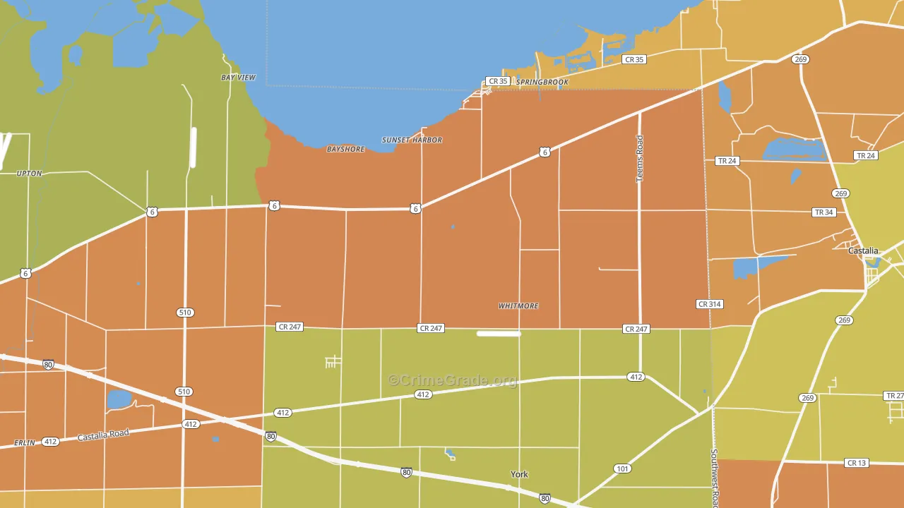Vickery, OH Map of Robbery Rates