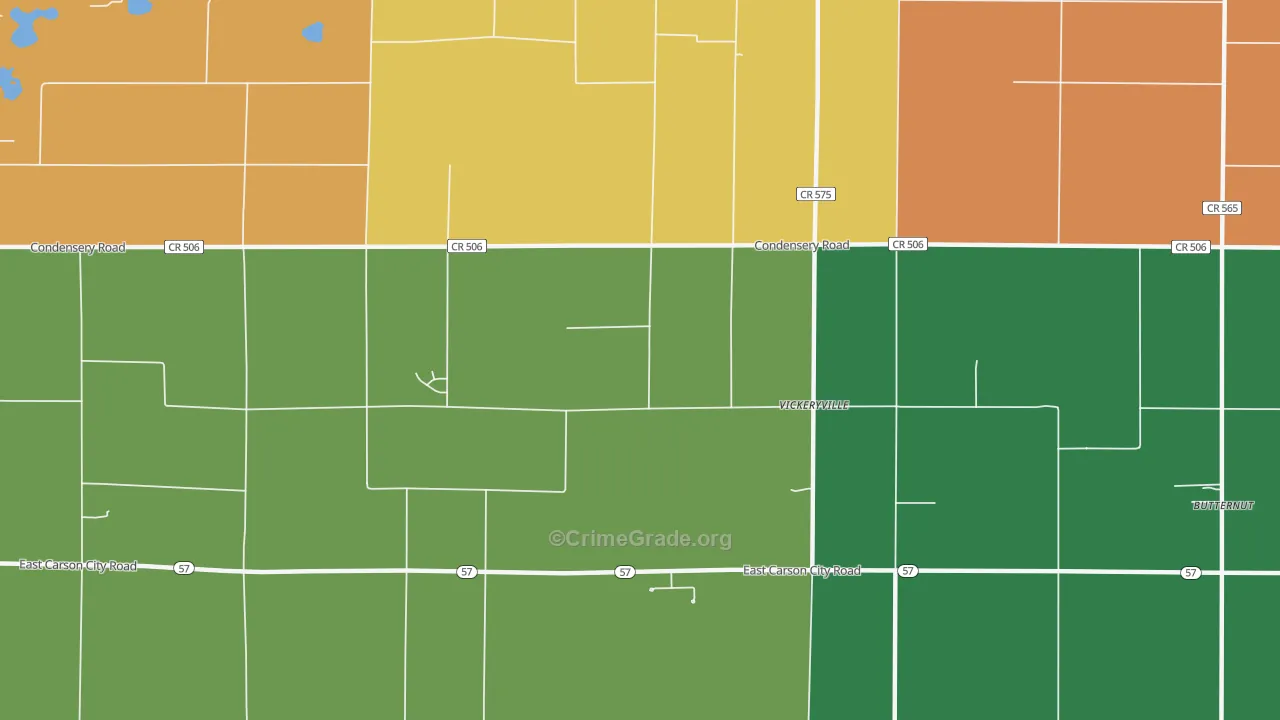 Vickeryville, MI Map of Robbery Rates