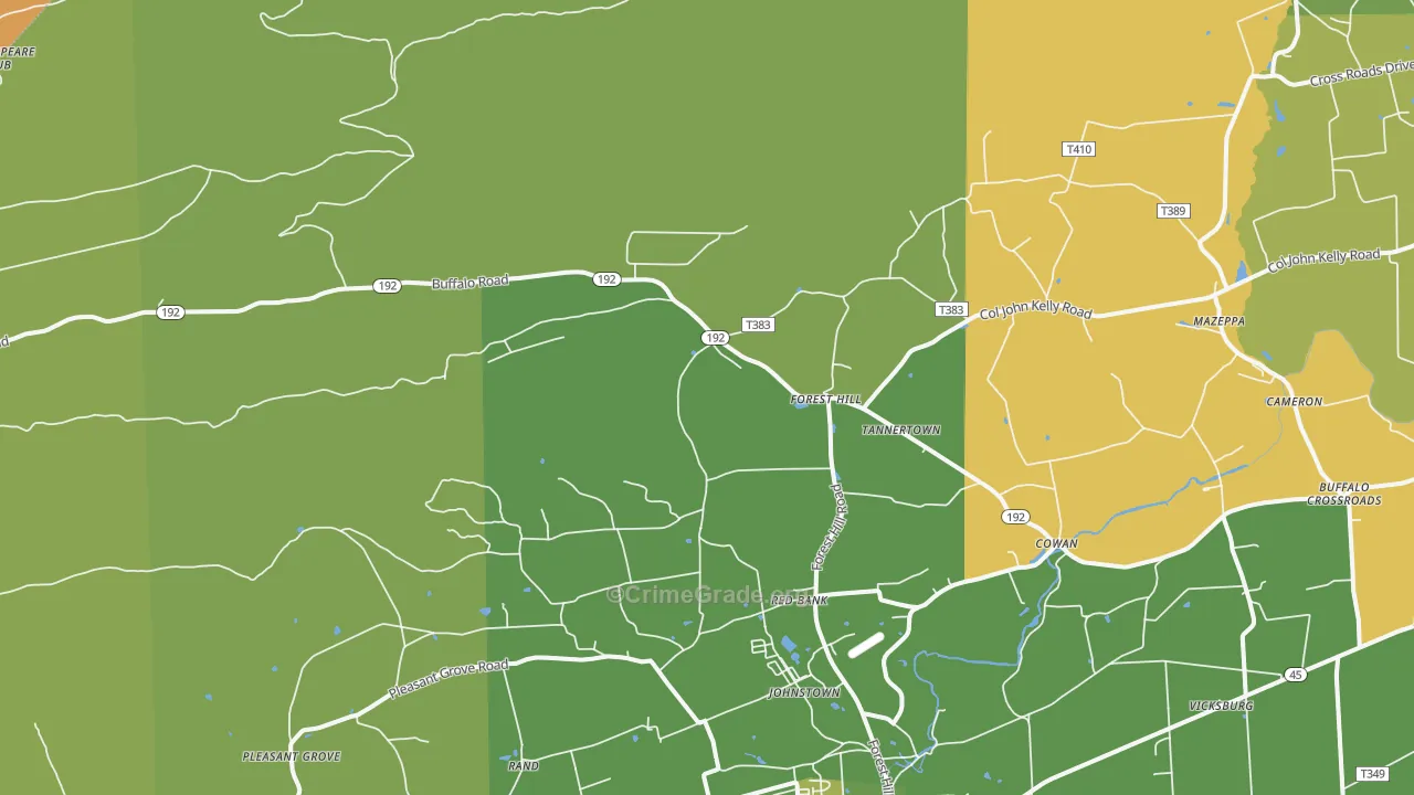 Vicksburg, PA Map of Robbery Rates