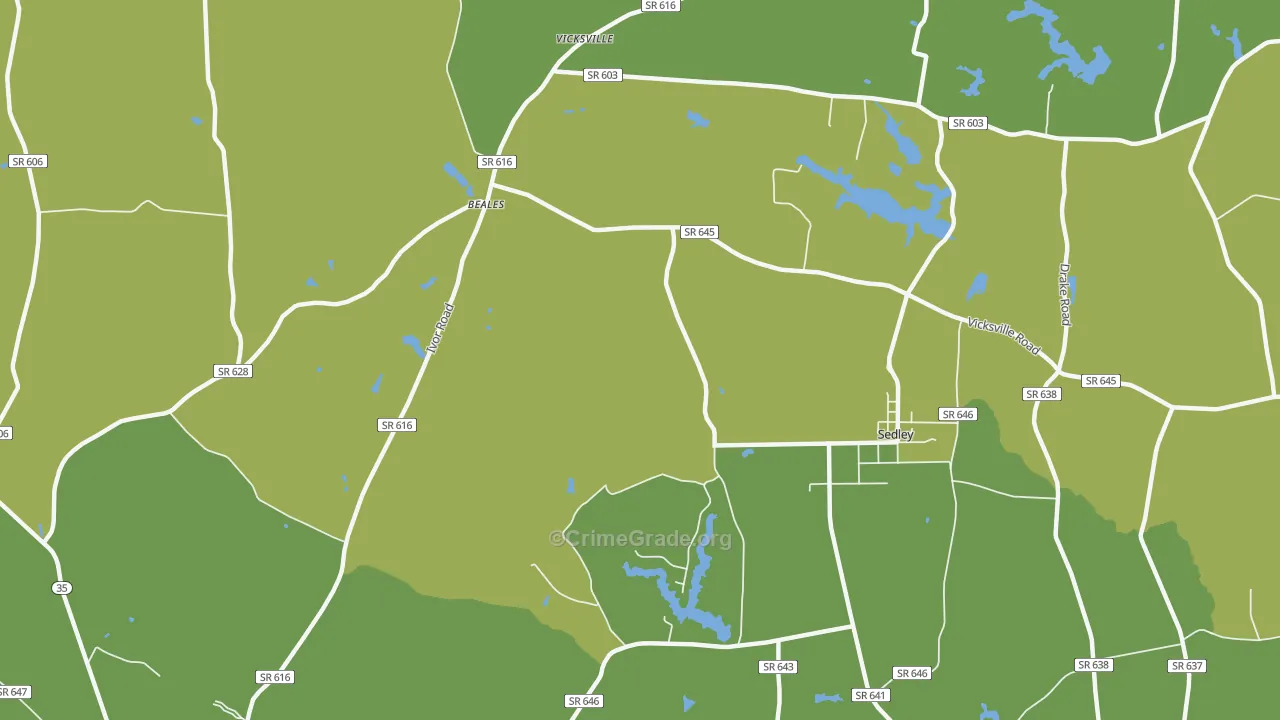 Vicksville, VA Map of Robbery Rates