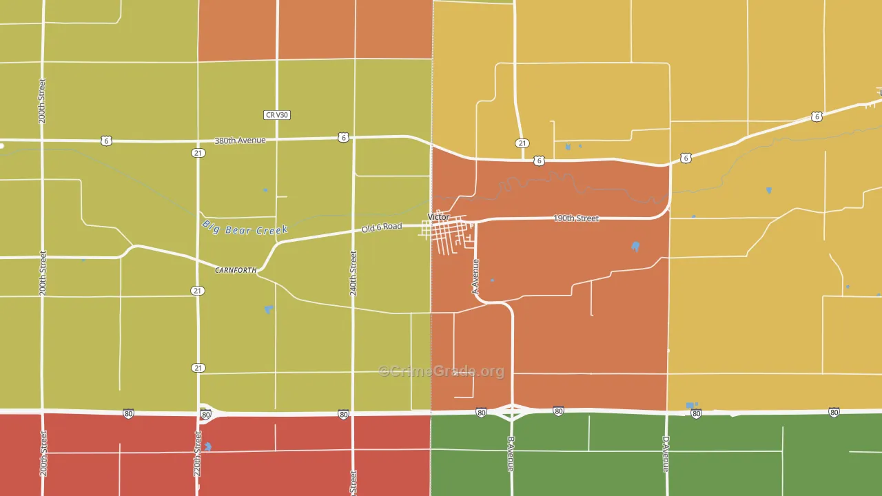 Victor, IA Map of Robbery Rates