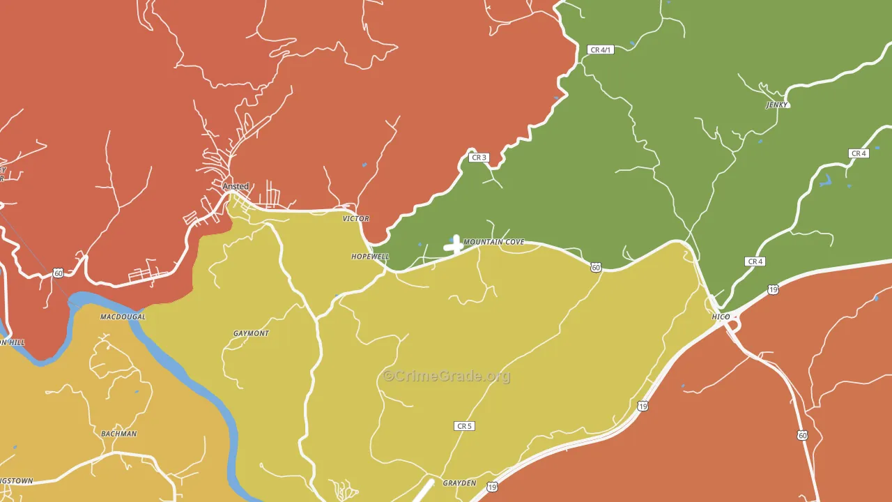 Victor, WV Map of Robbery Rates