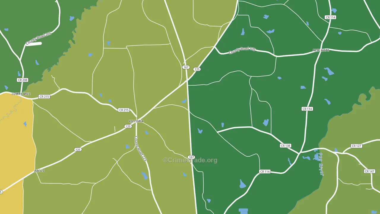 Victoria, AL Map of Robbery Rates