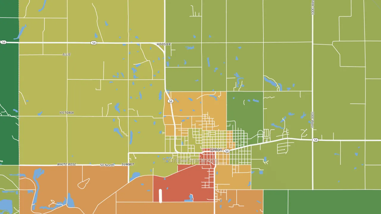 Victoria, IN Map of Robbery Rates