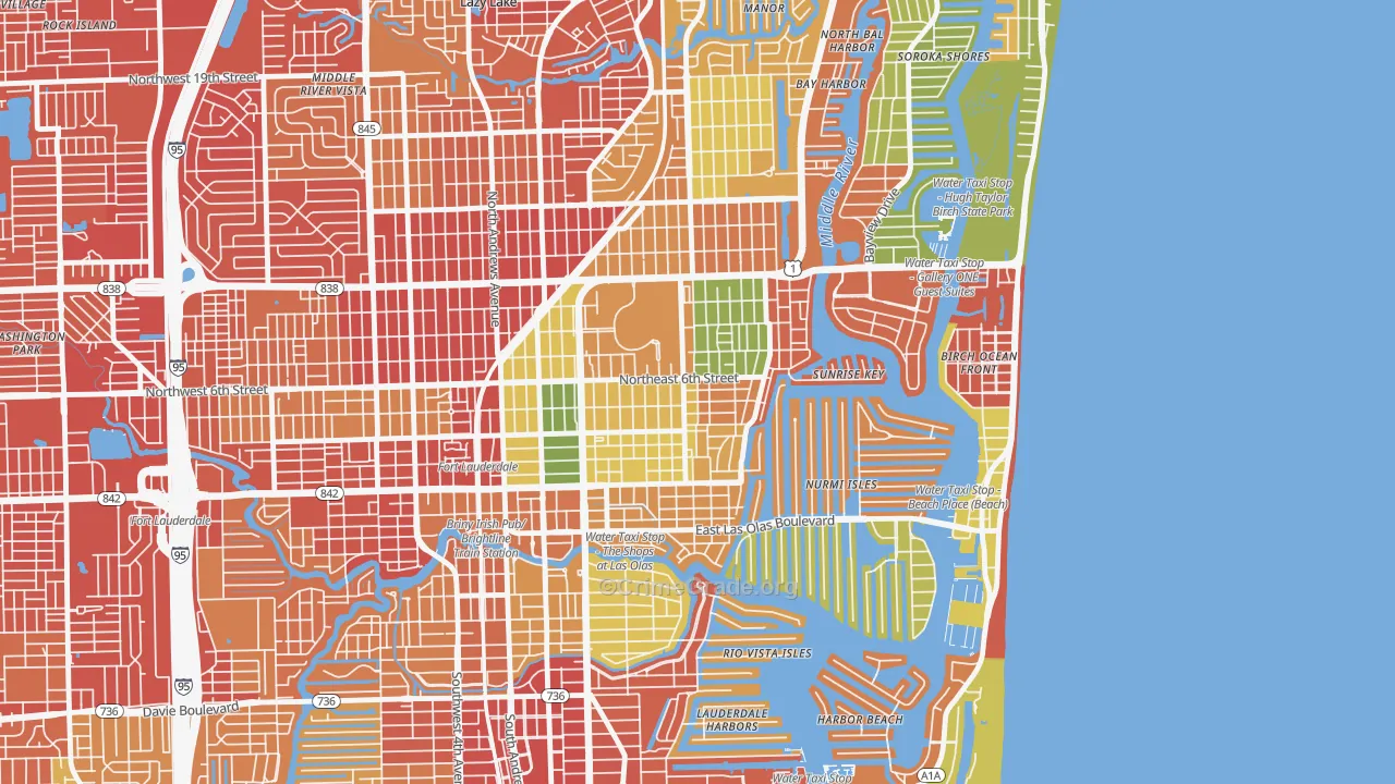 Victoria Park, Fort Lauderdale, FL Map of Robbery Rates