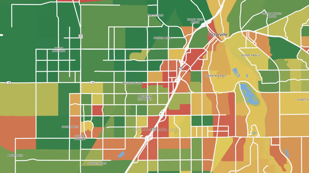 Victorville, CA Map of Robbery Rates
