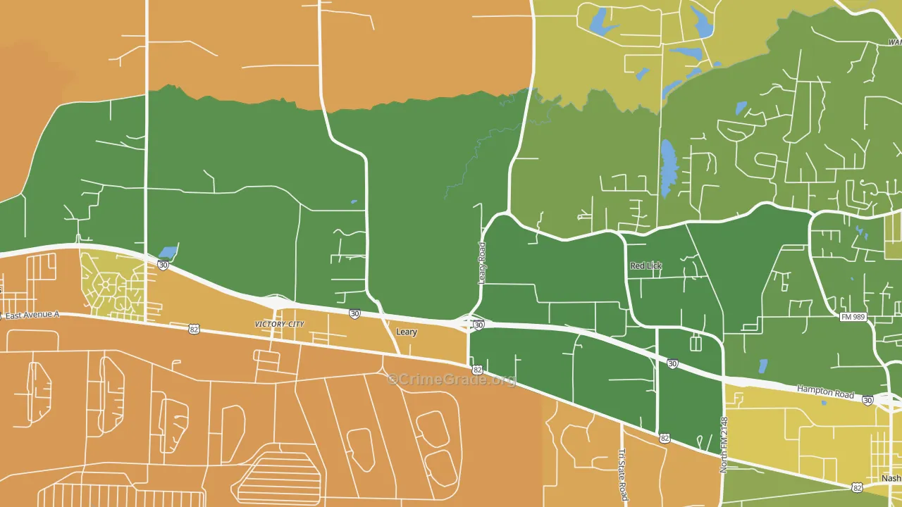 Victory City, TX Map of Robbery Rates