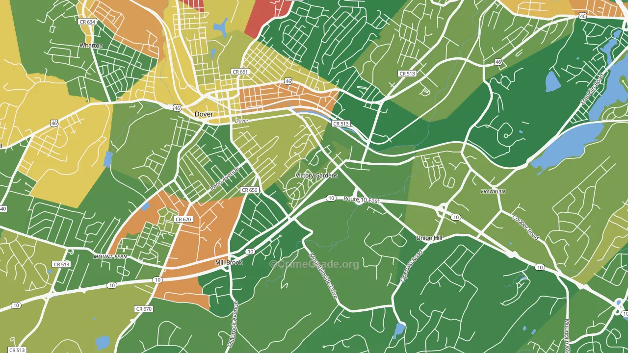 Victory Gardens, NJ Map of Robbery Rates