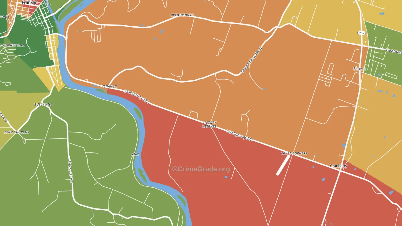 Victory Heights, PA Map of Robbery Rates