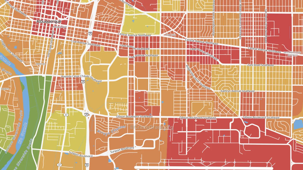 Victory Hills, Albuquerque, NM Map of Robbery Rates