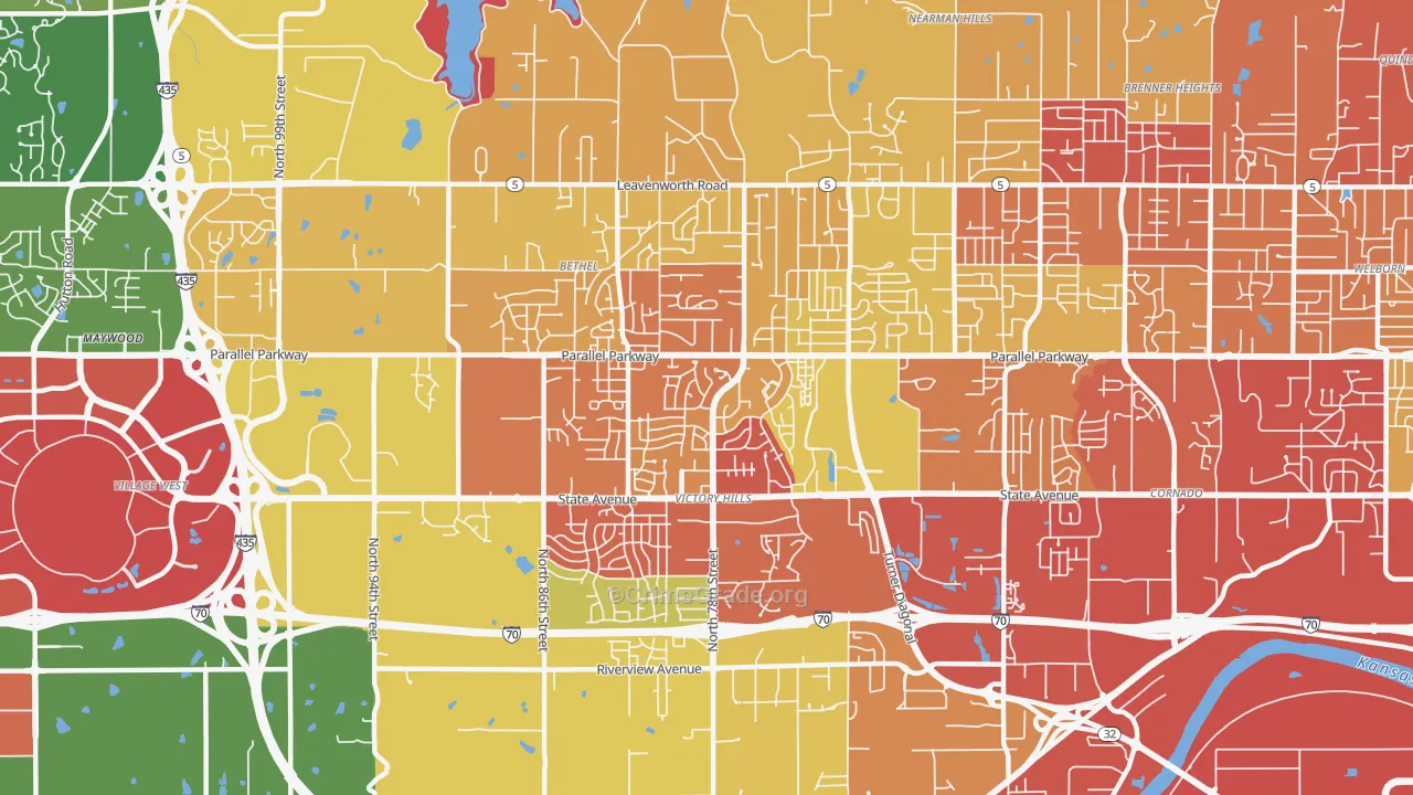 Victory Hills, Kansas City, KS Map of Robbery Rates