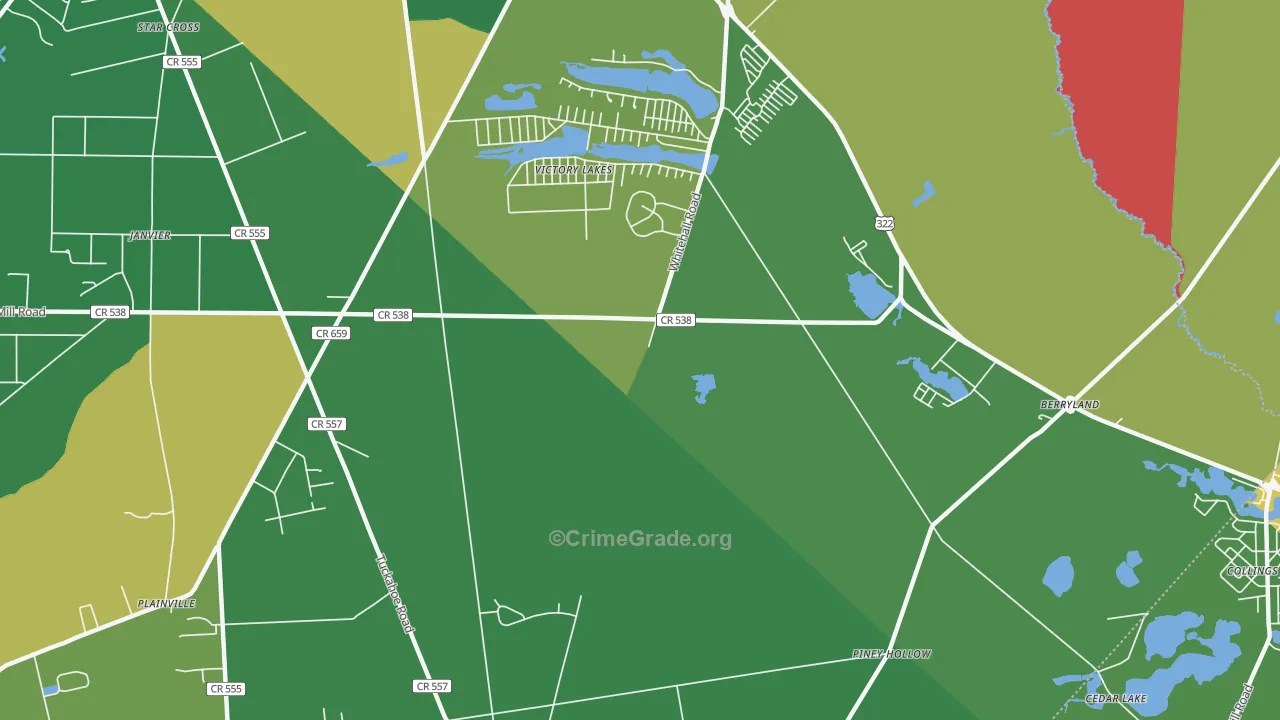 Victory Lakes, NJ Map of Robbery Rates