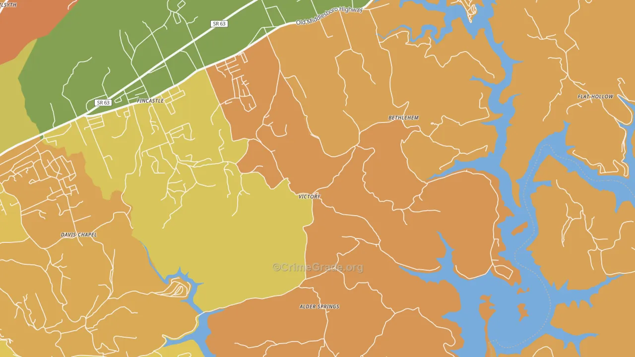 Victory, TN Map of Robbery Rates