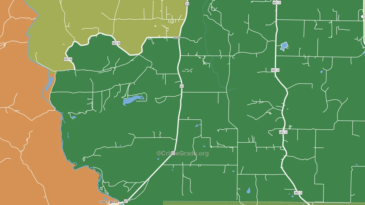 Vida, MO Map of Robbery Rates