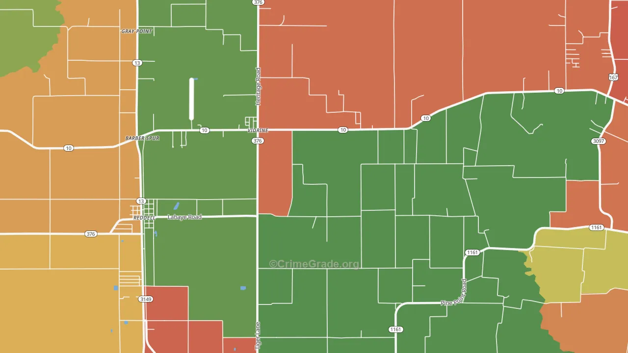 Vidrine, LA Map of Robbery Rates