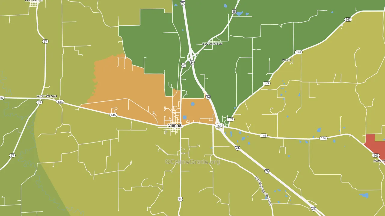 Vienna, IL Map of Robbery Rates