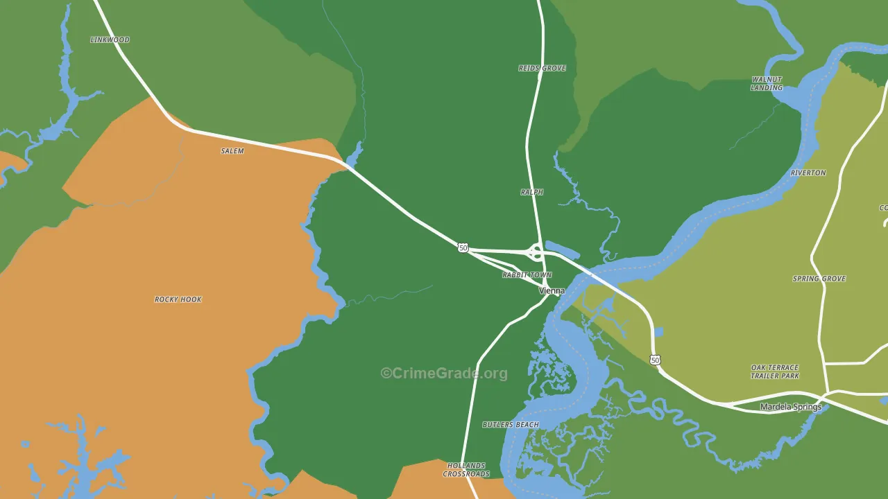 Vienna, MD Map of Robbery Rates