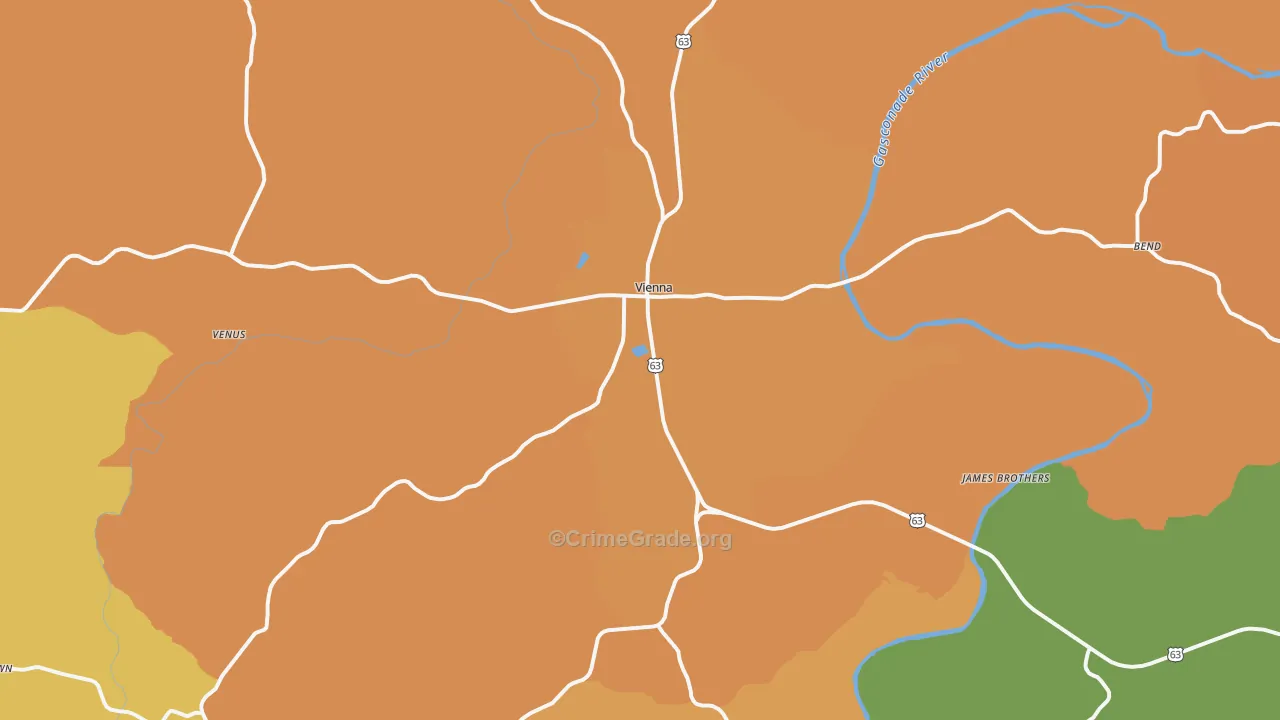 Vienna, MO Map of Robbery Rates