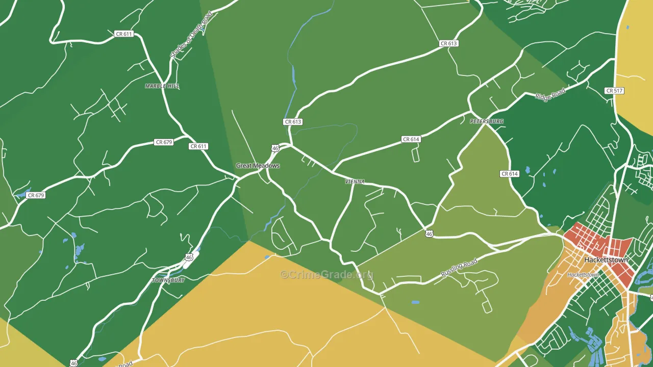 Vienna, NJ Map of Robbery Rates