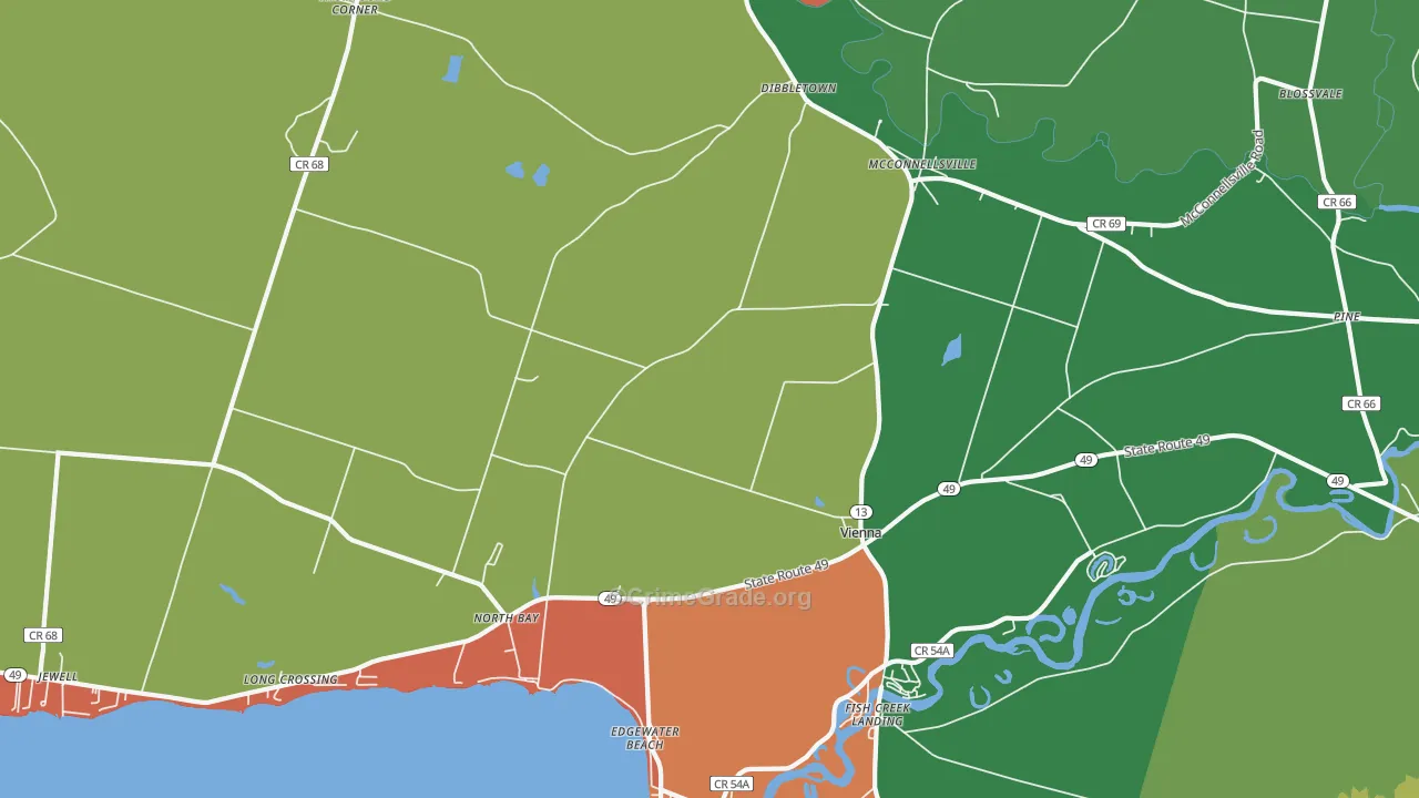 Vienna, NY Map of Robbery Rates
