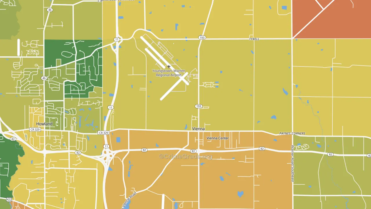 Vienna, OH Map of Robbery Rates