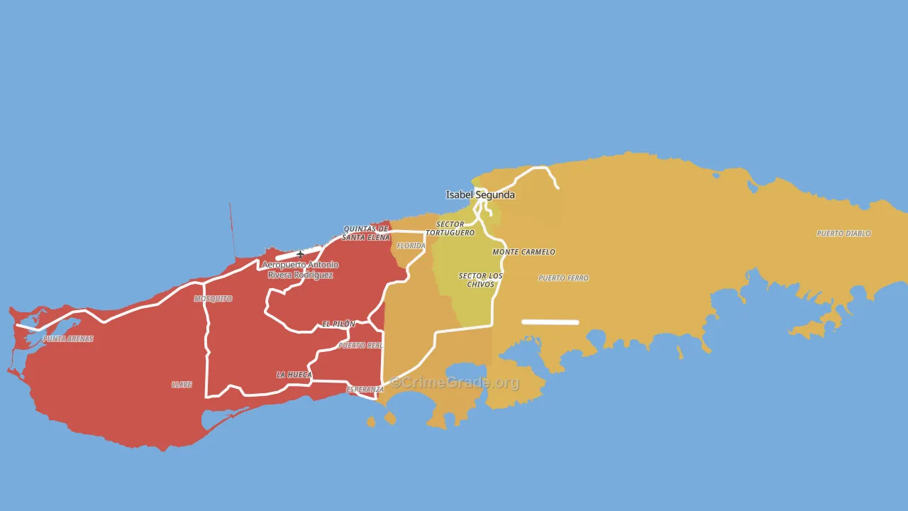 Vieques Municipio, PR Map of Robbery Rates