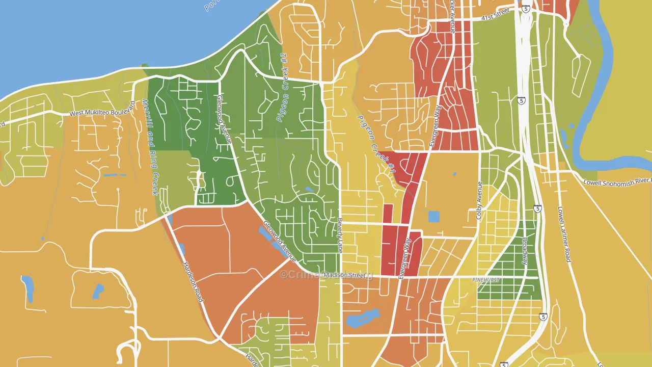 View Ridge-Madison, Everett, WA Map of Robbery Rates