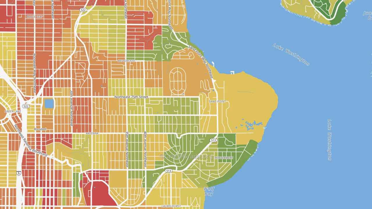 View Ridge, Seattle, WA Map of Robbery Rates