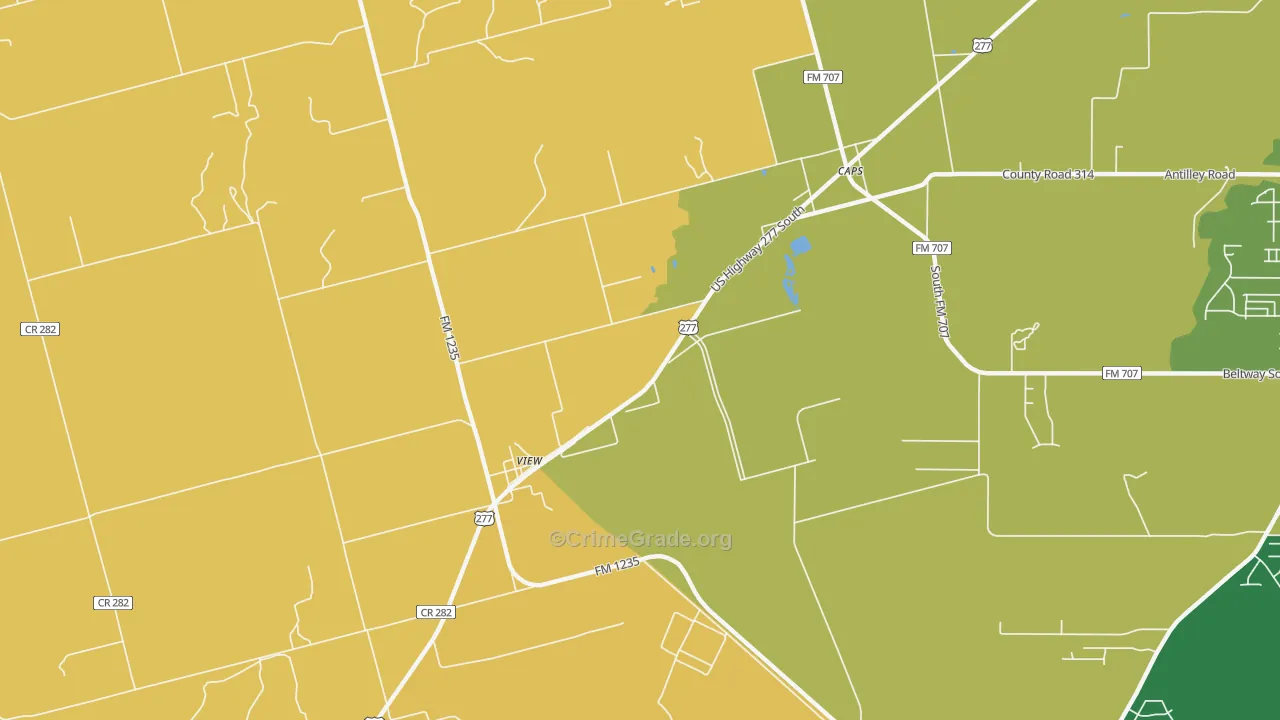 View, TX Map of Robbery Rates