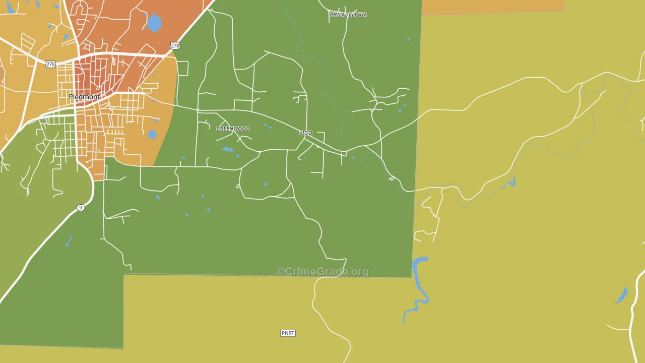 Vigo, AL Map of Robbery Rates