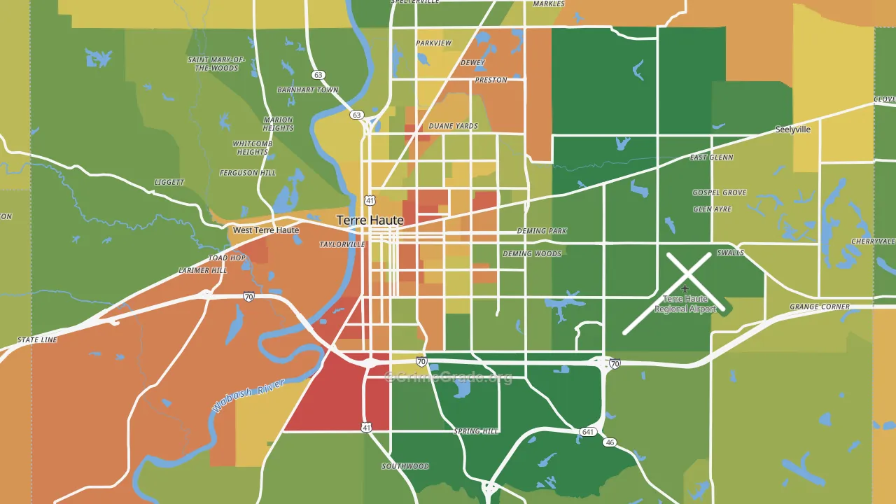 Vigo County, IN Map of Robbery Rates