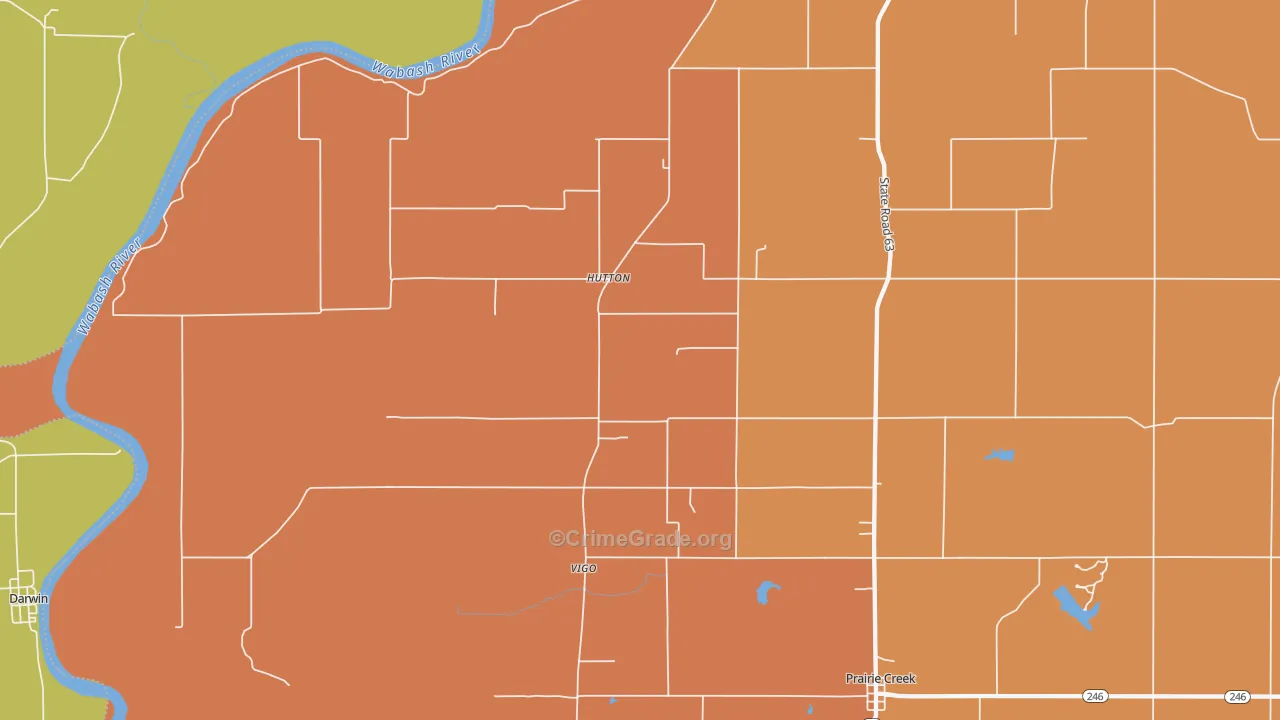 Vigo, IN Map of Robbery Rates