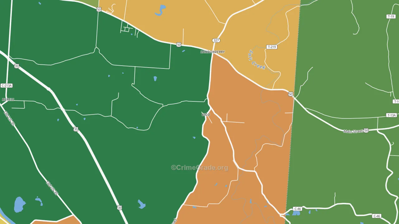 Vigo, OH Map of Robbery Rates