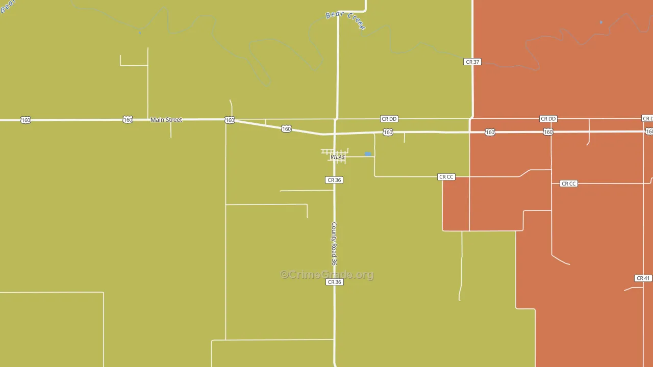 Vilas, CO Map of Robbery Rates