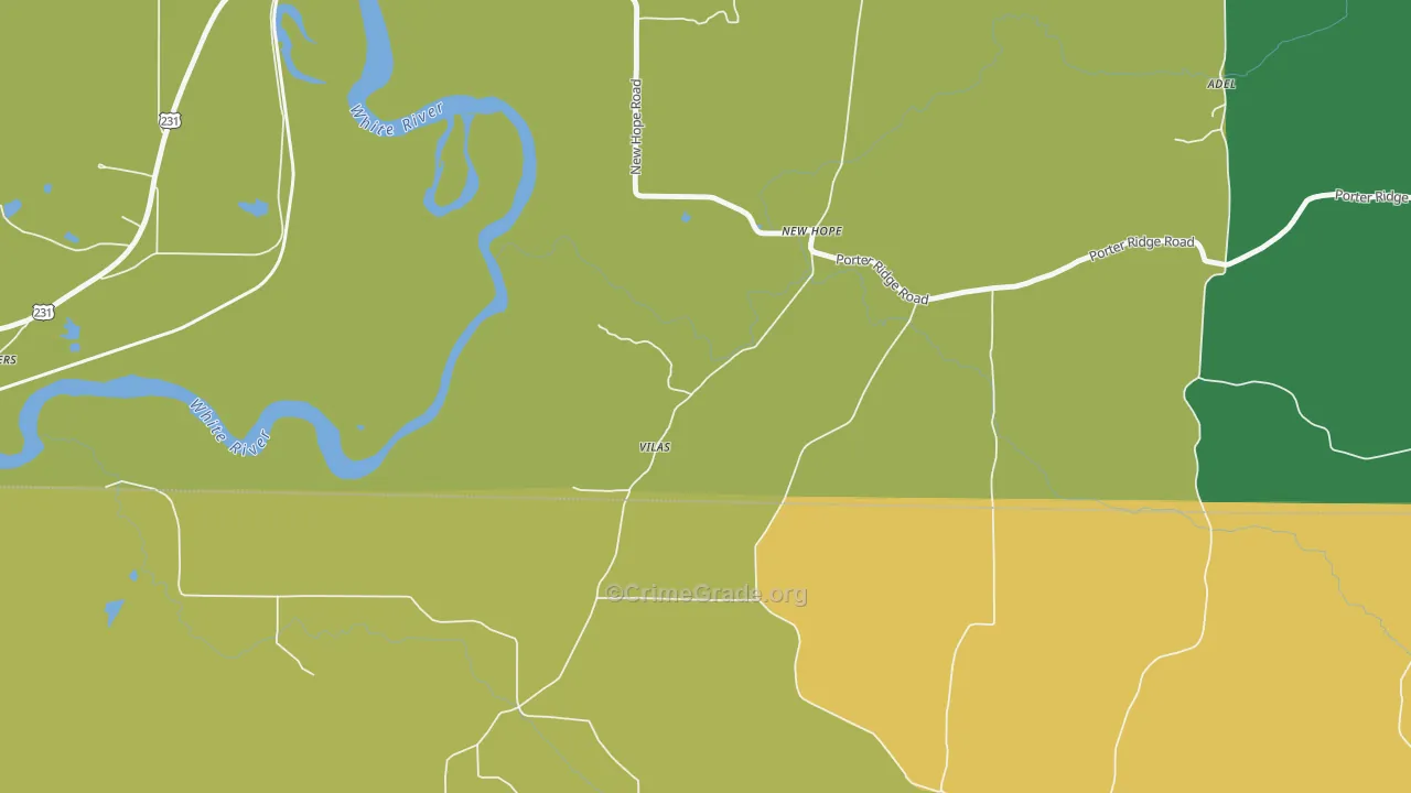 Vilas, IN Map of Robbery Rates