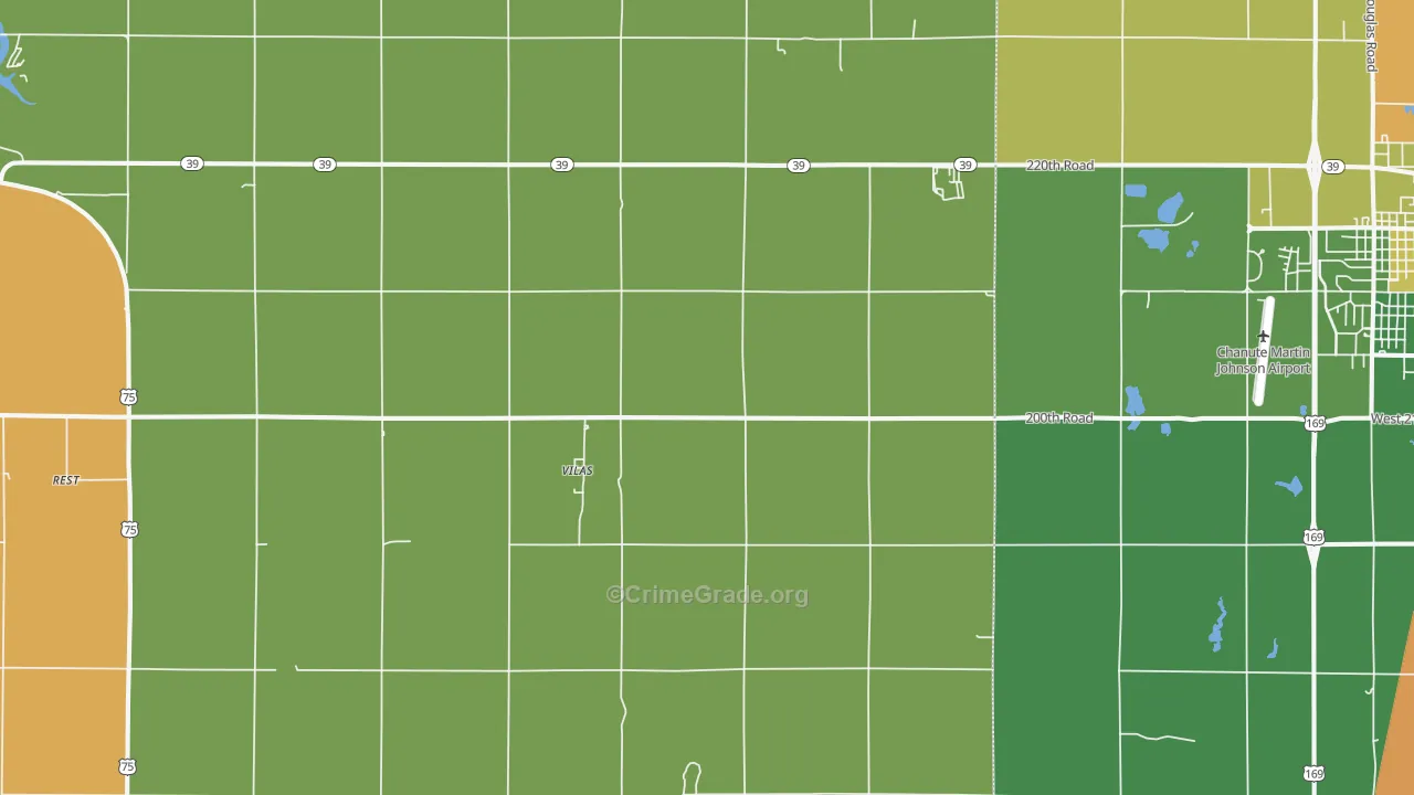 Vilas, KS Map of Robbery Rates
