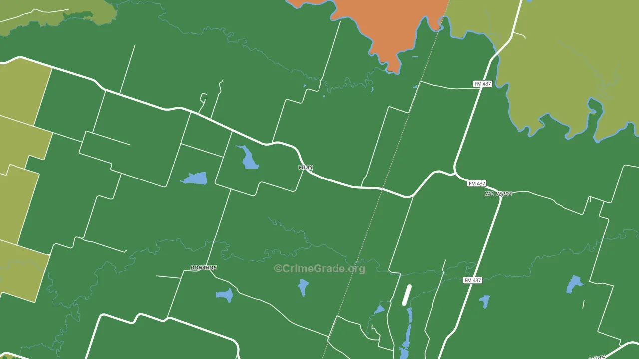 Vilas, TX Map of Robbery Rates