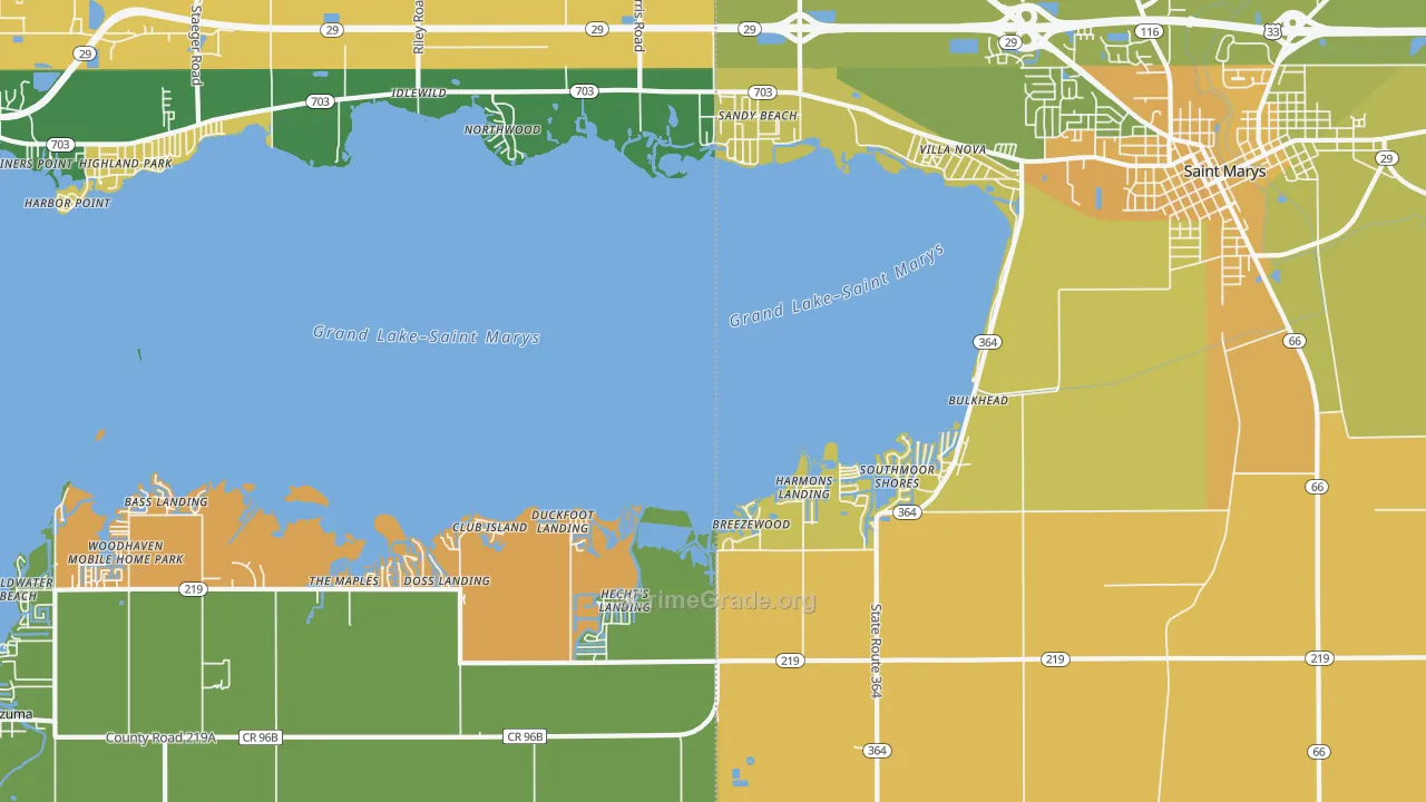 Villa Nova, OH Map of Robbery Rates