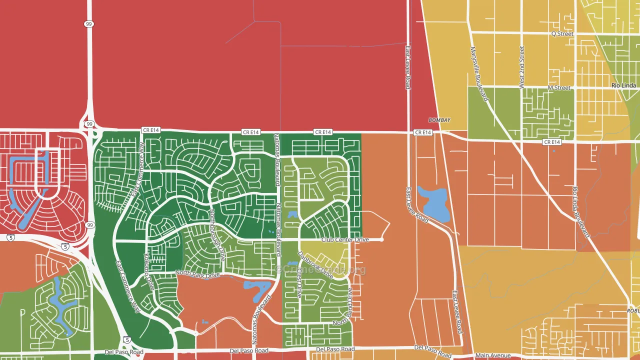 Village 11, Sacramento, CA Map of Robbery Rates